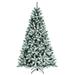 7 Feet Pre-lit Snow Flocked Hinged Christmas Tree with 1116 Tips and Metal Stand - 4' x 7' (Dia x H)