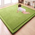 GGoty Large Area Rug Coral Velvet Baby Play Mat,Thick Children Study Kitchen Nursery Carpet Crawling Mat for Baby Non-slip Yoga Mat (100 * 180 * 2cm,Green)