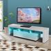 Nestfair White TV Stand with LED Lights for TVs up to 70 Inches