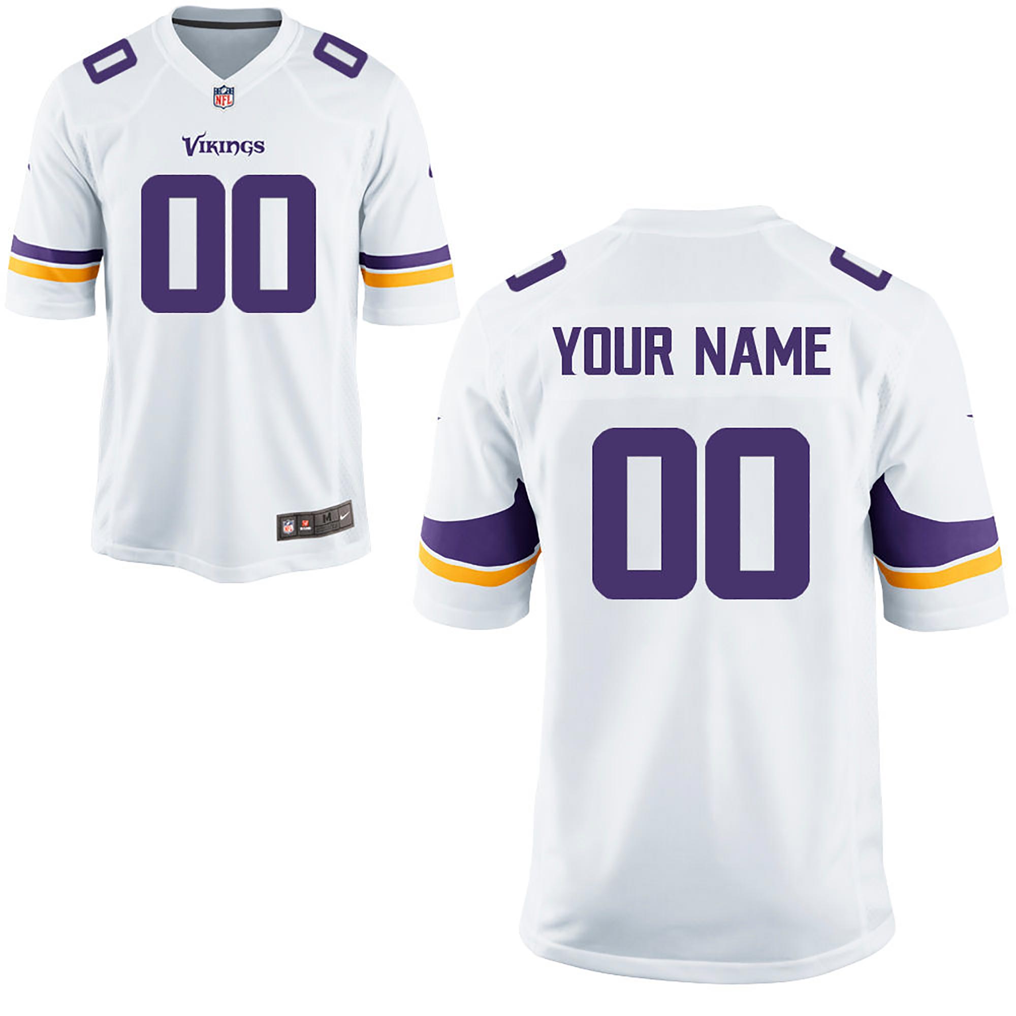 Minnesota Vikings Nike Game Auswärtstrikot - Weiß - Personalisiert - Herren Image