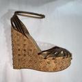 Gucci Shoes | Gucci Size 39.5 Strappy Cork Platform Wedge Heels | Color: Gold | Size: Size 39.5