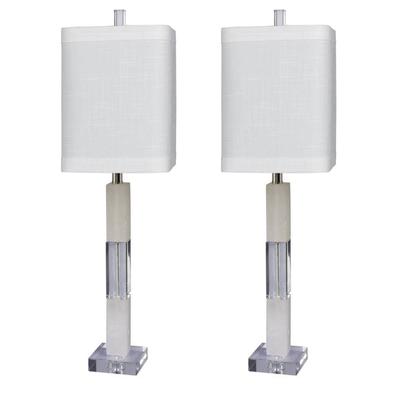 Snow Marble & Crystal 26" Table Lamp, Set 2 by Fangio Lighting in Marble