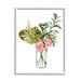 Stupell Industries Pink Rose Flowers Monstera Leaves Watercolor Still Life By Melissa Wang Wood in Brown | 20 H x 16 W x 1.5 D in | Wayfair