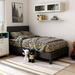 House of Hampton® Lisa Tufted Low Profile Platform Bed Upholstered/Faux leather in Gray/Black | 41.25 H x 57 W x 80.5 D in | Wayfair