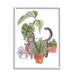 Stupell Industries Grey Cat Pet Terracotta House Plants Tropical Monstera By June Erica Vess Wood in Brown | 14 H x 11 W x 1.5 D in | Wayfair