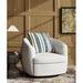 Barrel Chair - Joss & Main Marcy Upholstered Swivel Barrel Chair Wood/Polyester/Fabric in White | 28.75 H x 34 W x 32.75 D in | Wayfair