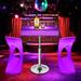 Orren Ellis Miseta LED Light Up Adjustable Height Bar Stool Table 16 Color Changing Metal in Gray/White | 34 H x 24 W x 24 D in | Wayfair