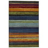 Blue/Green 48 x 0.41 in Area Rug - Highland Dunes Farranshane Striped Tufted Blue/Orange/Green Area Rug | 48 W x 0.41 D in | Wayfair