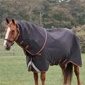 Rambo Supreme 1680D Turnout Blanket w/ Free Bag For Life - 75 - Medium (200g) - Black w/ Orange, Brown, & Tan Trim - Smartpak