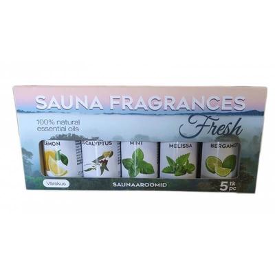 Pack de 5 huiles essentielles 100% pour Sauna Fresh (5 x 15 ml)