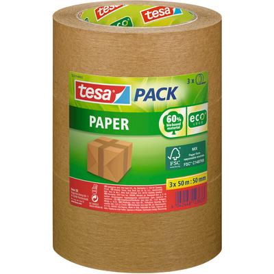 Pack Paper ecoLogo im 3er Pack - Umweltgerechtes Paketband aus Papier, 60 % biobasiertes Material