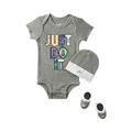 Nike JUST DO IT Ensemble 3 Piece Paris Infant Set 0-6 Months Grey White BABY BOY/GIRL UNISEX Gift Box