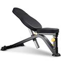 Easy to move Weightlifting Bed Adjustable Strength Training Incline Decline Full Body Workout Foldable Exercise Bench For Home Gym Squat rack (Black)