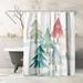 East Urban Home 71" x 74" Shower Curtain, Christmas Trees Ii by PI Creative Art Polyester in Gray/Green/Pink | 71 H x 74 W in | Wayfair