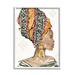 Stupell Industries African Woman Patterned Head Wrap Strong Portrait Gray Framed Giclee Art By Anne Tavoletti Canvas in Brown | Wayfair