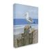 Stupell Industries Summer Seagull & Starfish Nautical Beach Post Black Framed Giclee Texturized Art By Sally Swatland Canvas in Blue | Wayfair