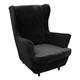 GYHH 2 Piece Velvet Plush Stretch Armchair Covers Wingback Chair Covers Wing Chair Slipcover Wing Chair Cover Chair Covers for Armchairs Furniture Covers (Black)