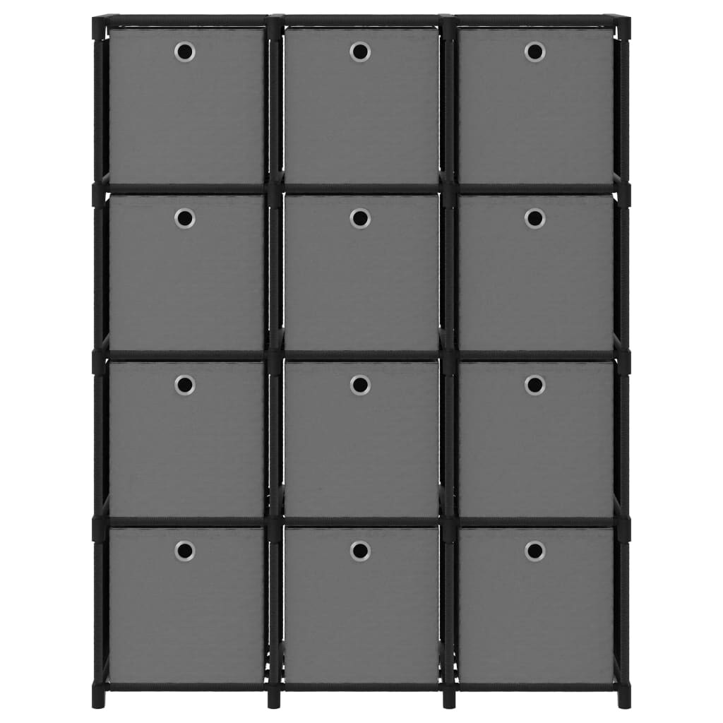vidaXL Würfel-Regal mit Boxen 12 Fächer Schwarz 103x30x141 cm Stoff Image