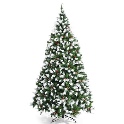 Costway Pre-lit Snow Flocked Christmas Tree with R...