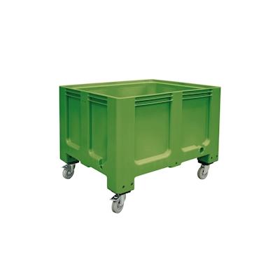Palettenbox, 4 Rollen, 610 Liter, 1200x1000x915 mm, Tiefkühlhaus geeignet, grün