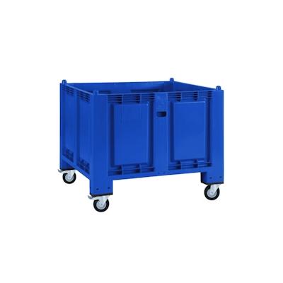 BRB Palettenbox mit 4 Lenkrollen, 2 Bremsen, LxBxH 1200x800x1000 mm, blau, geschl. Image