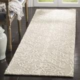 White 27 x 0.28 in Area Rug - House of Hampton® Davyan Damask Handmade Tufted Wool Beige Area Rug Wool | 27 W x 0.28 D in | Wayfair