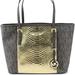 Michael Kors Bags | Jetset Travel Center Stripe Small Brown/Gold/Coffee Leather Tote | Color: Brown/Gold | Size: Os