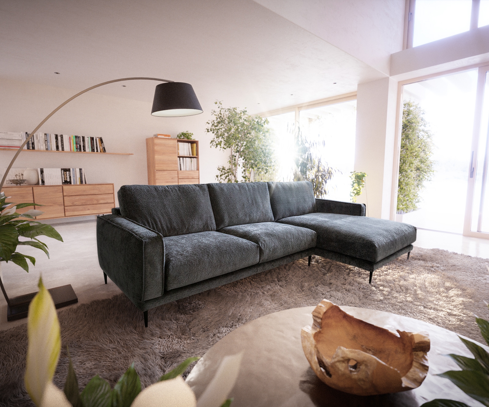 DELIFE Ecksofa Sottil 290 x 165cm Chenille Grau Recamiere rechts, Ecksofas Image