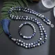 Collier Mala à perles de Sodalite bleue fleur naturelle de 8mm noué bijoux de méditation