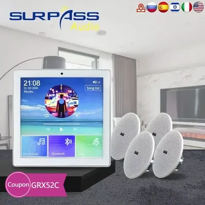 Amplificateur mural Bluetooth Smart Home Audio mini écran tactile son stéréo 4x20W panneau de