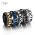 Uzone – bague en acier inoxydable pour hommes anneau de 8mm en acier inoxydable Punk noir bleu