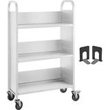 VEVOR Library L-Shaped Shelves Book Cart Metal in White | 49.2 H x 29.5 W x 13.8 D in | Wayfair TSGTCSCLXDMBS0001V0