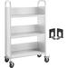 VEVOR Library L-Shaped Shelves Book Cart Metal in White | 49.2 H x 29.5 W x 13.8 D in | Wayfair TSGTCSCLXDMBS0001V0