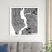 Red Barrel Studio® New York Map Black by Laura Marshall - Wrapped Canvas Graphic Art Canvas in White | 36 H x 36 W x 1.25 D in | Wayfair