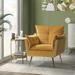 Armchair - Etta Avenue™ Toulouse Tufted Back Upholstered Armchair Wood/Polyester/Velvet in Yellow | 35 H x 31.25 W x 29 D in | Wayfair