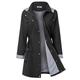 Long Trench Coats for Women Womans Rain Jacket with Hood Long Style Black L