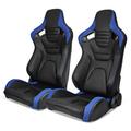 Modern Depo Universal Racing Seats Pair w/ Dual Sliders, Pu & Carbon Red Stripe Reclinable Left Right | 38.19 H x 21.26 W x 22.83 D in | Wayfair