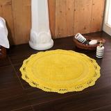 Ophelia & Co. Wingert Round Crochet Designer Circle 100% Cotton Non-Slip Bath Rug 100% Cotton in Yellow | 40" W x 40" L | Wayfair