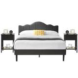 Trent Austin Design® Kempst 3 Piece Bedroom Set Bed & Nightstand Set Upholstered/Metal in Black | Queen | Wayfair 1025769551934F468FA8E1F15C782FB8