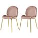 Set of 2 Velvet Accent Chairs with Gold Metal Legs - 19" x 21.5" x 34" (L x W x H)
