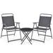 3-Piece Patio Table Set with Tempered Glass Round Table and 2 Lawn Chair - 26" x 23" x 36" (L x W x H)