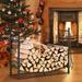 36 Inch Fireplace Log Holder with Kindling Holders and Shovel - 36" x 13" x 30" (LxWxH)