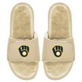 Men's ISlide Tan Milwaukee Brewers Dune Faux Fur Slide Sandals