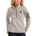 Women's Antigua Oatmeal Dallas Cowboys Fortune Half-Zip Pullover Jacket