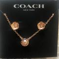 Coach Jewelry | Coach Rose Gold Circle Necklace And Tea Rose Stud Earrings | Color: Gold | Size: Os