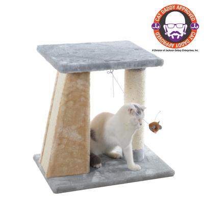 Two-Level Platform Real Wood Cat Scratcher With Si...