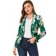 Allegra K Women's Long Sleeve Notch Lapel Open-Front Allover Printed Casual Blazer Jacket Green-Floral 8