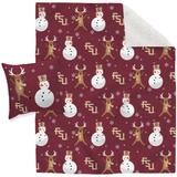 Florida State Seminoles Holiday Reindeer Blanket and Pillow Combo Set