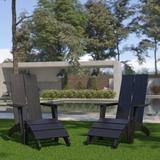 Rosecliff Heights Balasi Indoor/Outdoor 2-Slat Adirondack Style Chairs & Footrests Plastic/Resin in Black | 39.5 H x 30.5 W x 37.5 D in | Wayfair