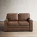Birch Lane™ Whittman 60.25" Square Arm Loveseat Wood/Genuine Leather in Brown | 35.5 H x 60.25 W x 38.5 D in | Wayfair